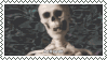 a gif of a skeleton putting on sunglasses on a black background