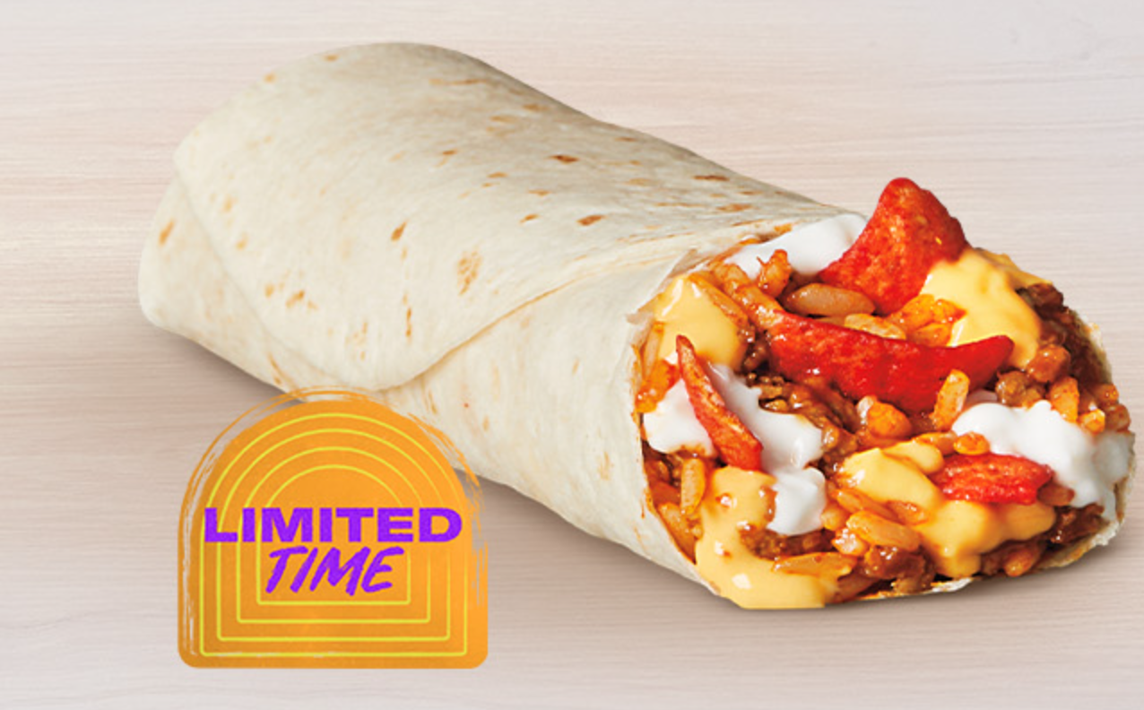 A picture of a beefy crunch burrito