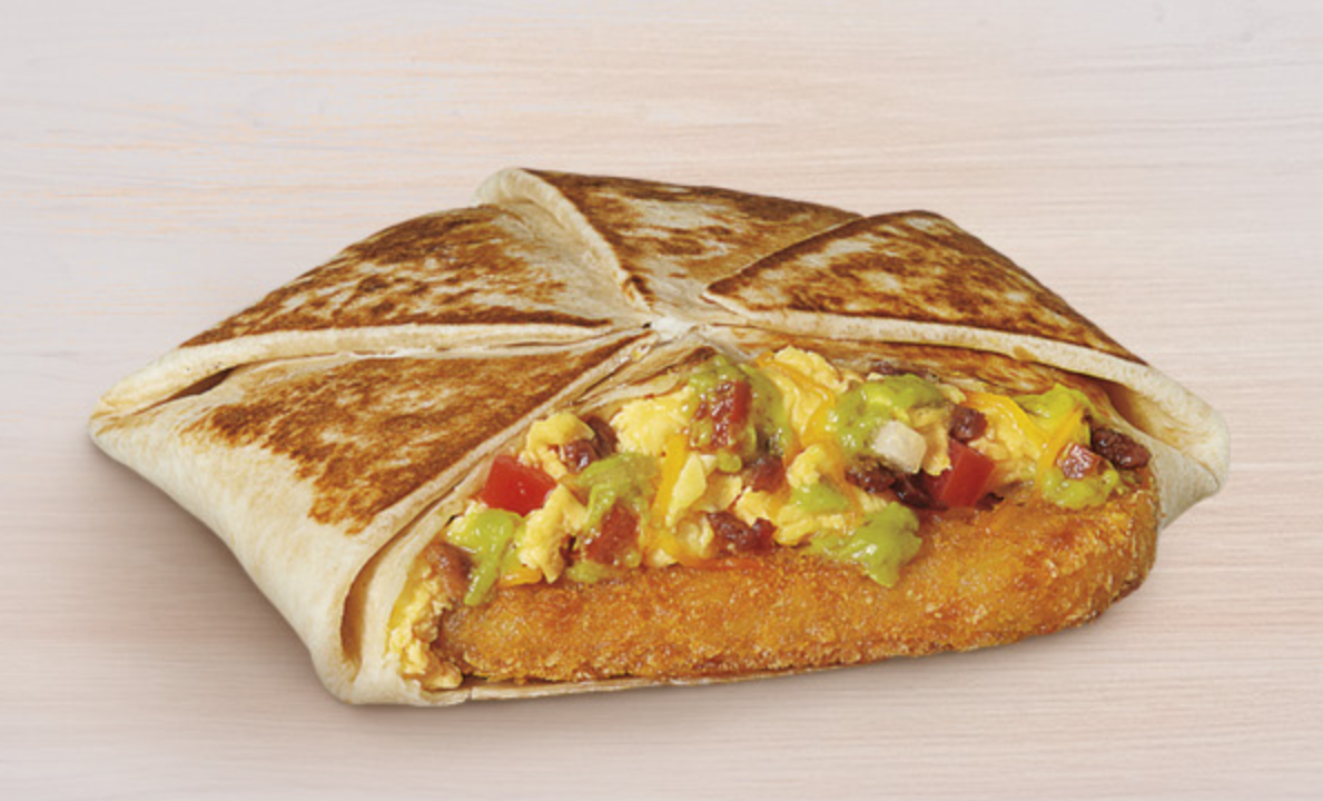 A picture of a breakfast california crunchwrap