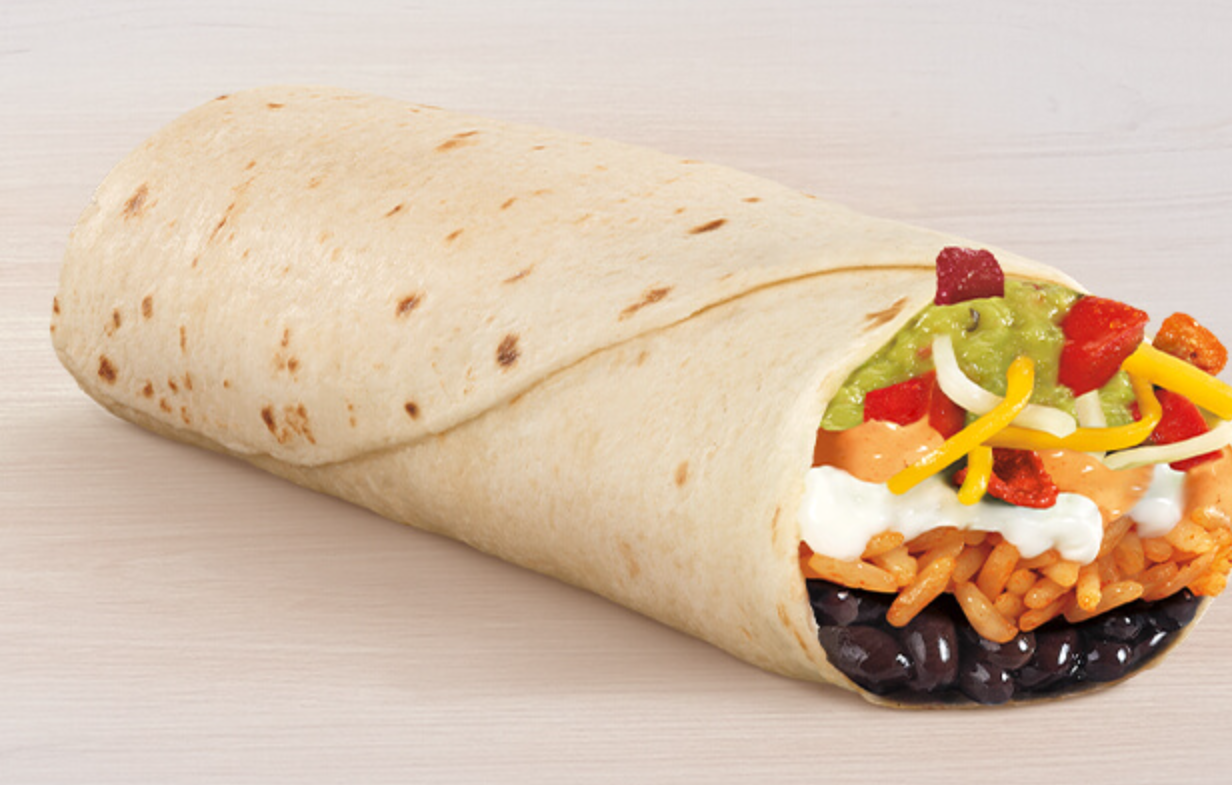 A picture of a fiesta veggie burrito